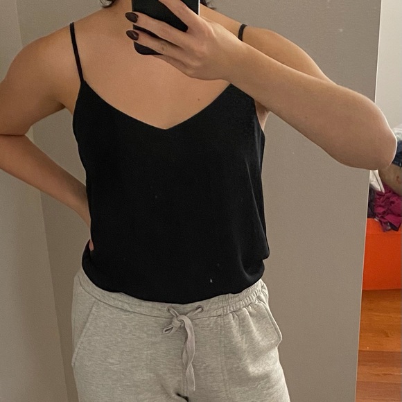 Pink Rose Small adjustable strap black tank top - Picture 1 of 6